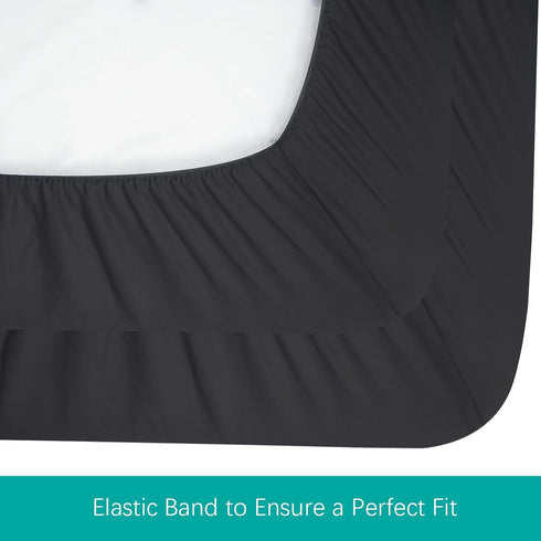 Biloban Crib Sheets Fitted, 2 Pack Crib Sheet Fits for Standard Crib Mattress, Neutral Toddler Bed Sheets for Baby Boys and Girl, Black, 52”X 28”...