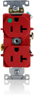 Leviton 8300-HR 20-Amp, 125-Volt, Heavy Duty Hospital Grade, Duplex Receptacle, Straight Blade, Self Grounding, Red