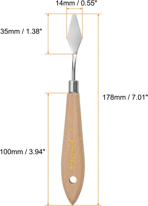 4pcs 3# Painting Palette Knife Pointy Stainless Steel Art Spatula Painting Pallet Knives Scrapers Tools with Plastic Handle for Acrylic Oil Canvas...