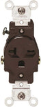 Leviton 20-Amp, 250-Volt, Narrow Body Single Receptacle, Straight Blade, Commercial Grade, Grounding, Side Wired, 5821, Brown...