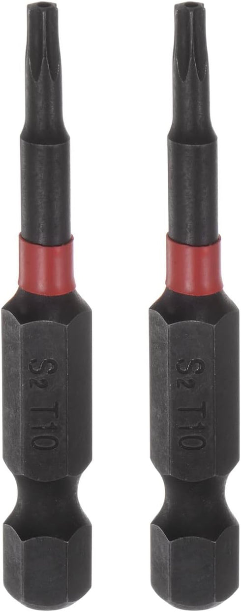 2pcs T10 Impact Rated Torx Bit 1/4" Hex Shank 2" Length Magnetic Security Star Screwdriver Power Tool...