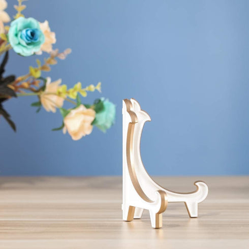 Artliving 2 Pack 5inch White Gold Thicken Acrylic Easels Display Stand Plate Stand Holder display Pictures Frame,Decorative Plates, and Artworks...