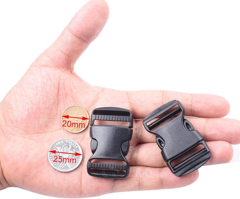 5 Pack 1" Side Release Buckle Dual Adjustable 5 Yards 1" PP Strap Webbing Outdoor Camping Backpack Sleeping Bag Tent Belt Tied Band Accessories #C...