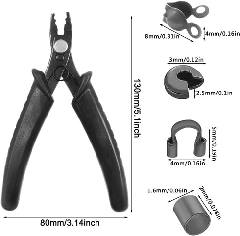 2100 Pieces Brass Tube Crimp Beads and Bead Crimping Pliers findTop Knot Covers, Crimp Bead Covers, Crimp Tubes and Wire Guardians with Crimping P...