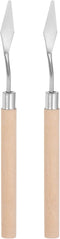 2pcs No.7 Palette Knives 10mm Width Stainless Steel Small Pointy Spatula Painting Pallet Knife with Wood Handle for Oil Acrylic Canvas Mixing Spre...