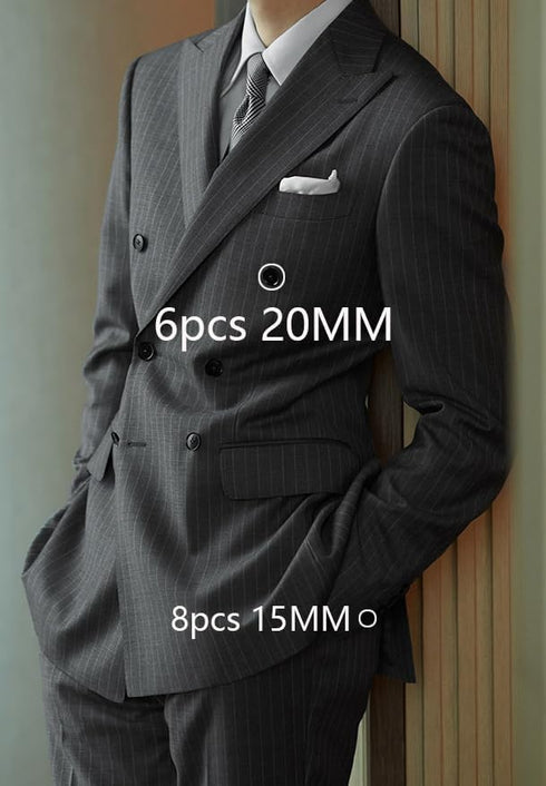 14 Pieces Natural Real Horn Buttons Set for Blazer and Suit, 20mm 15mm Genuine Buffalo Buttons Set for Men Women's Jacket Coat Uniforms Black...