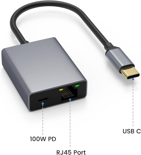 Smays Ethernet Adapter for Chromecast with Google TV, USB C to LAN Adapter with 100W Power Delivery...