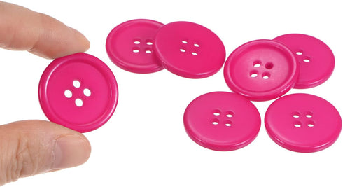 50pcs 40L Sewing Buttons 1"(25mm) Resin Round Flat 4-Hole Craft Buttons for Sewing Clothing and DIY, Dark Pink...