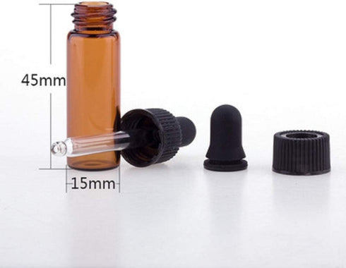 15Pcs Amber Dropper Bottles 4ml Mini Empty Perfume Glass Sample Vials Essential Oil Dropping Bottles Cosmetic Lotion Containers with Glass Dropper...