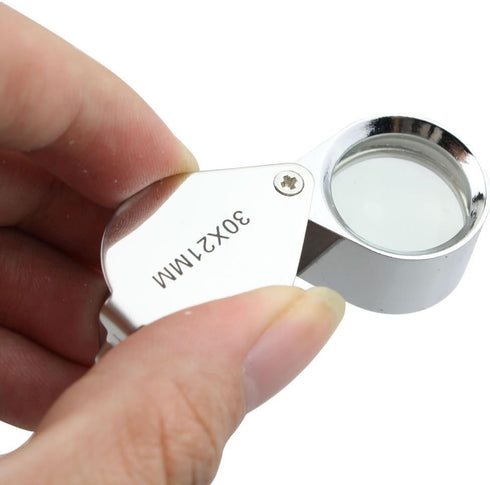 iKKEGOL 30 X 21mm Glass Jeweler Loupe Loop Eye Magnifier Magnifying Magnifier Metal Body Silver...