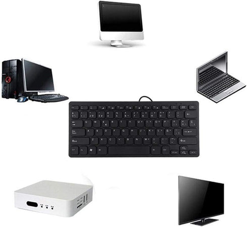 78 Keys Spanish Keyboard Wired Mini Portable Spanish Keyboard for Desktop Computer Ultra-Thin...