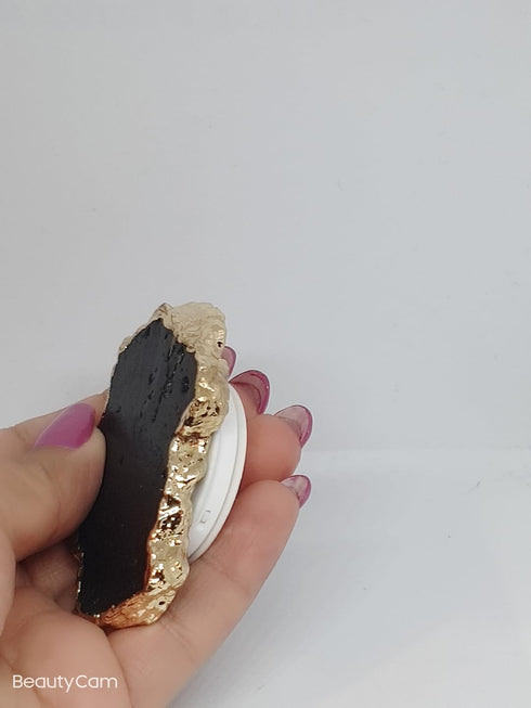 Black Agate Crystal Druzy Quartz Phone Grip - Adjustable Cell Phone Stand - Phone Gripper for Back of Phone and Tablets - Phone Grip Holder for Wa...