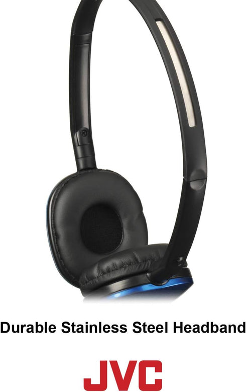 JVC White Flat and Foldable Colorful Flats On Ear Headphone with 3.94 foot Gold Plated Phone Slim Plug HAS160W...