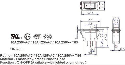 HQRP Red Lighted Rocker Switch ON OFF Compatible with Great Northern Princeton Popper Popcorn Machine NF1044...