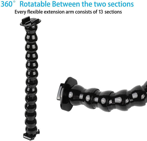 Jaws Flex Clamp Smartphone Mount with Adjustable Gooseneck?13 Sections? Compatible with iPhone Samsung,and GoPro Hero 9,8,7,6,5,4, 3+, 2, 1, DJI O...