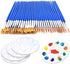 65Pcs Paint Brushes Tray Palettes Set,60pcs Flat Paint Brushes 5 PCS Round Paint Pallets,Small Paint Brushes Bulk Acrylic Oil Watercolor Artist Pa...