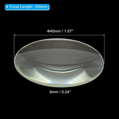 PATIKIL 4" (100mm) Focal Length Double Convex Lens, 2 Pack 40mm Diameter 6mm Height Glass Optically Polished Round Edges Lens for Physics Experime...