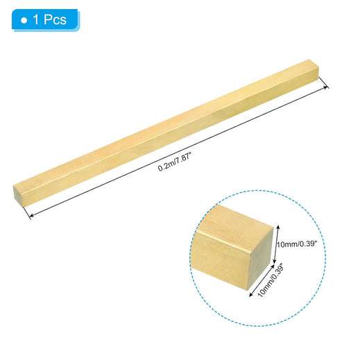 PATIKIL 3/8 x 3/8 x 8" H59 Brass Square Bar, Solid Flat Mill Stock for Crafting Maintenance Electrical Architectural Decoration, Brass...