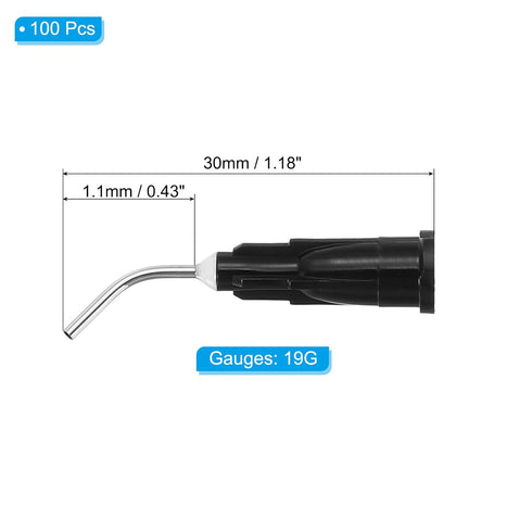 PATIKIL Blunt Tip Dispensing Needles with Bent Blunt Needle, 100 Pcs 0.4 Inch 19G Industrial Liquid Dispenser Needle for Refilling Liquid Ink Adhe...