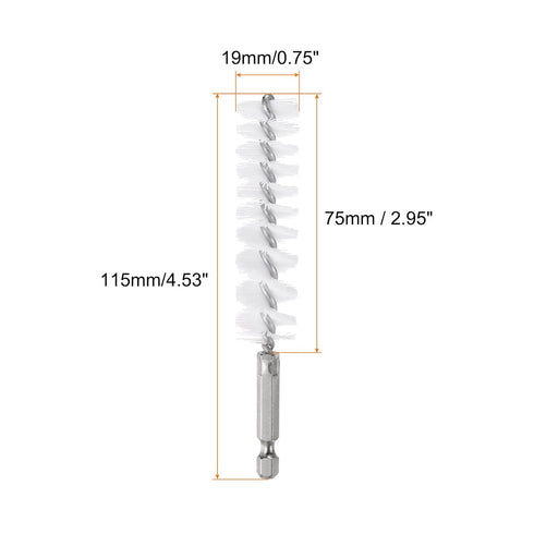 5Pcs Nylon Bore Brush 19mm Dia Cleaning Twisted Wire Brush Tube Pipe Cleaner with Handle 1/4 Inch Hex Shank for Tubes, Ports, Bearings...