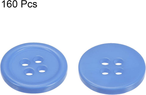 160pcs 24L Sewing Buttons 5/8"(15mm) Resin Round Flat 4-Hole Craft Buttons for Sewing Clothing and DIY, Light Blue...