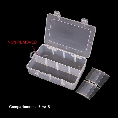 2 Packs 8-Compartments Art Supply Container, Clear Plastic Organizer Box with Dividers for Crafts Jewelry Fishing Tackles Hardware Metal...