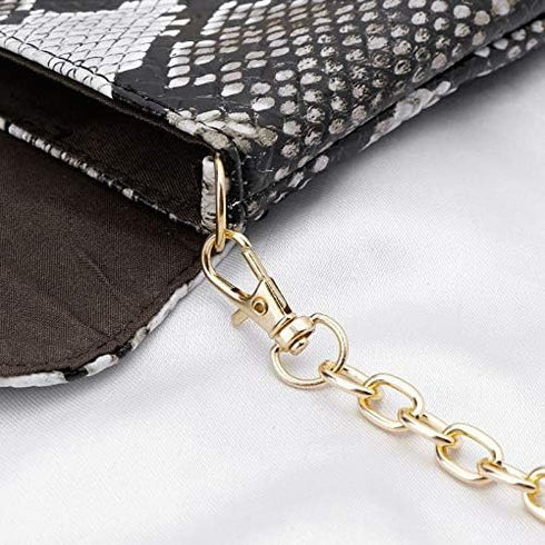 Newfancy Women Snakeskin Envelope Clutch Bag Crossbody Purses With Chains Evening Party Prom Shoulder Messenger Handbags...