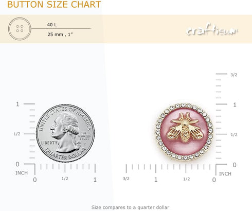 20 pcs Pink Resin Electroplated Bee Metal Shank Sewing Coat Buttons -25mm -1"...