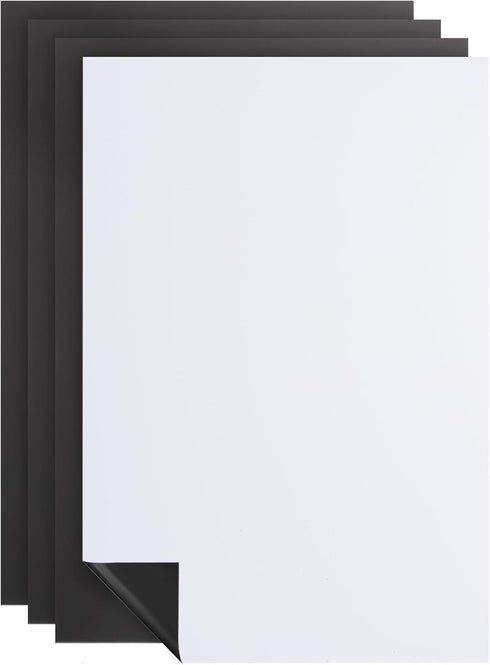 PATIKIL Magnetic Dry Erase Whiteboard Paper, 4 Pcs 12" x 8" Adhesive Dry Erase Board Sticker Right Angle Side Magnetic Whiteboard Paper for Fridge...