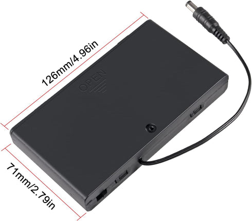 2Pcs 8 Slots AA Battery Holder Case Box 8 x 12V Battery Storage Box Battery Container Case with DC 5.5x2.1mm Male Connector and Cover ON/Off Switc...