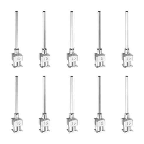 10pcs 15Gauge Stainless Steel Dispensing Needles, 1" All Metal Glue Needle Tube Blunt Tips Luer Lock for Thick Liquids, Ink, Glue, Lab Use...