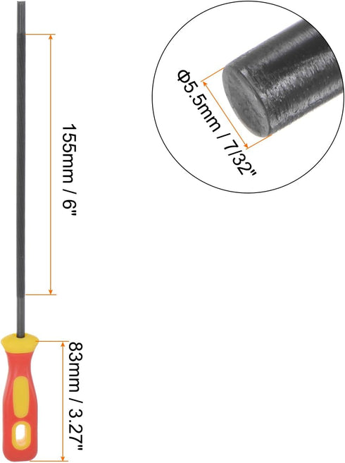 3pcs Chainsaw File 7/32"(5.5mm) High Carbon Hardened Steel Round Rasp with Plastic Handle for Chain Saw Polishing...
