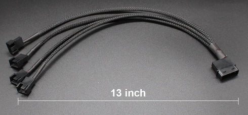 Molex to 4 Pin Fan Adapter for 3 Pin 4 Pin PC Case 12V Cooling Fans Molex to Fan Splitter Power Cable, 13 inch (1 Pack(1 to 4))...