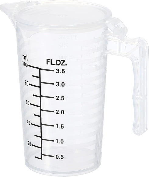 PATIKIL Graduated Beaker, 100ml PP Plastic Liquid Measuring Cup Double Sided Black Graduations with Handle Lid and Spout for Lab Kitchen Home...