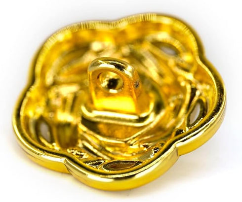 20 pcs Faux Pearl Core Golden Electroplated Openwork Metal Weaving Flower Sewing Shank Buttons - 20mm - 13/16"...