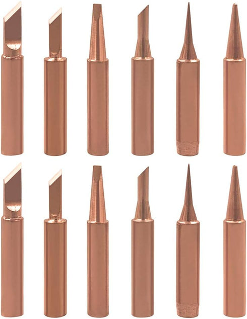 Mesee 12 Pcs Soldering Iron Tip Kit, Lead-Free Copper 900M Solder Tips Replacement Welding Head Tool Accessories for Hakko, Radio Shack, TENMA, AT...