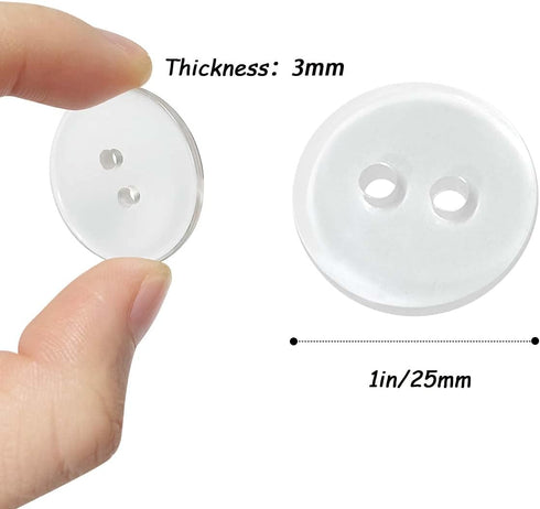 50Pcs Buttons 2 Hole, Resin Clear Buttons for Sewing and DIY Craft(1 Inch)...