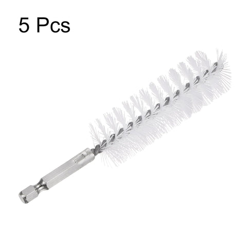 5Pcs Nylon Bore Brush 25mm Dia Cleaning Twisted Wire Brush Tube Pipe Cleaner with Handle 1/4 Inch Hex Shank for Tubes, Ports, Bearings...