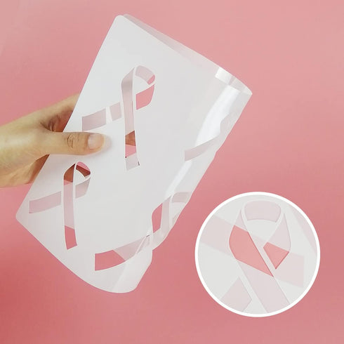 2 Pcs Breast Cancer Raise Awareness Ribbon Stencils A4 Size, Reusable Stencils for Painting on Wood Cloth for Breast Cancer Event 8.3"x11.7"...
