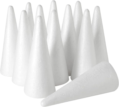 Juvale Cone Shapes Foam Cones for Crafts - 2.87 x 7.25 in White Polystyrene - 12 Pack - DIY Decor & Art Projects...