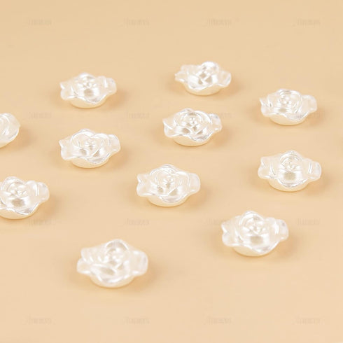 AUEAR, 100 Pack Resin Rose Flower Flat Back Beads 12mm Pearls Cabochons Charms for Phone Case Scrapbooking Jewelry Making Craft Decor...
