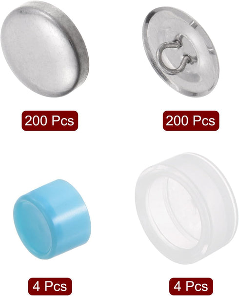 HARFINGTON 200 Sets Self Cover Button Kit 30L 0.75" 19mm with Wire Backs Aluminum Buttons to Cover Fabric Button Maker Covered Buttons Kit with 4 ...