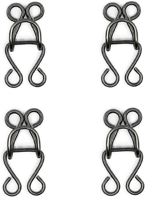 Metal Hooks & Eyes Closure Sewing Black Hooks Heavy Duty for Clothing Skirt Closures Sewing Hooks for Pants, 4 Sets in a Pack...