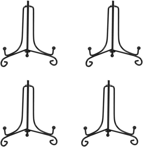(4 pack)Iron Display Stand, Black Iron Easel Plate Display Photo Holder Stand, Displays Picture Frames, Cookbooks, Decorative Plates, Tablets and ...