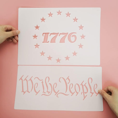 4 Packs Stars American Flag Stencils, Reusable Patriotic Stencils Including 1776 American Flag We The People America Stencil for Painting on Wood ...
