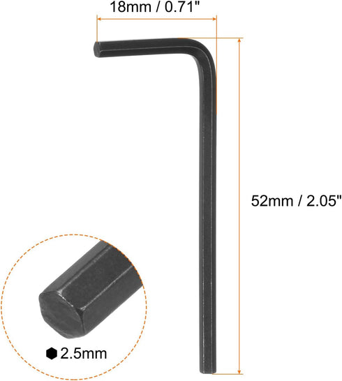 5pcs Hex Key Wrench 2.5mm L-Shape Hexagon Metric Wrenches Chrome Vanadium Steel Repairing Tool for Home Repair, Black...
