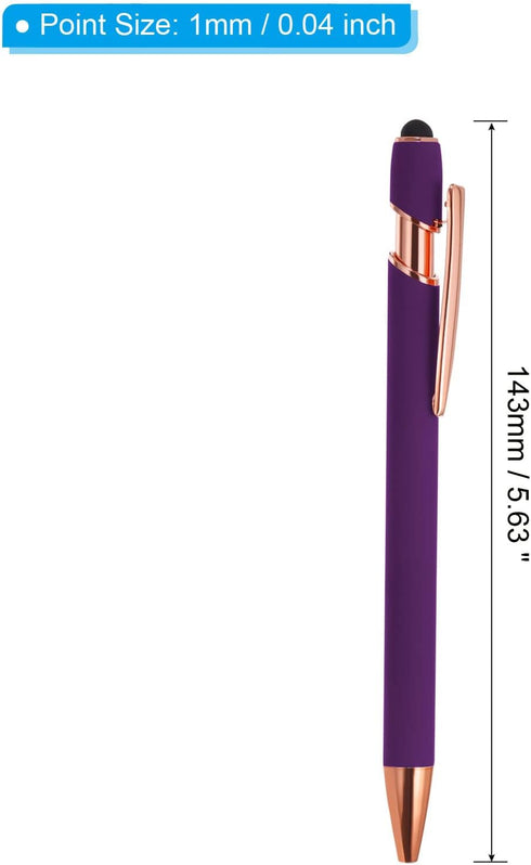 PATIKIL Ballpoint Pen with Stylus Tip, 12 Pack 2 in 1 Metal Pen Black Ink 1.0mm Medium Point Stylus Pen for Touch Screens Style 2, Purple...