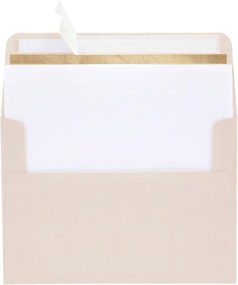 Best Paper Greetings 50 Pack Blush Pink 5x7 Envelopes for Invitations, Wedding, A7 Size with Bronze Lining and Self Adhesive Peel and Stick...
