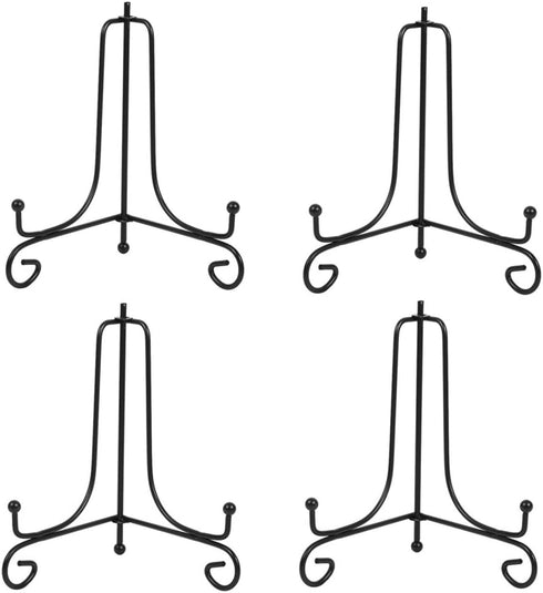 (4 pack)7"Iron Display Stand, Black Iron Easel Plate Display Photo Holder Stand, Displays Picture Frames, Cookbooks, Decorative Plates, Tablets an...