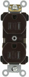 Leviton TBR15 15 Amp, 125 Volt, Narrow Body Duplex Receptacle, Straight Blade, Tamper Resistant, Commercial Grade, Self Grounding, Brown...